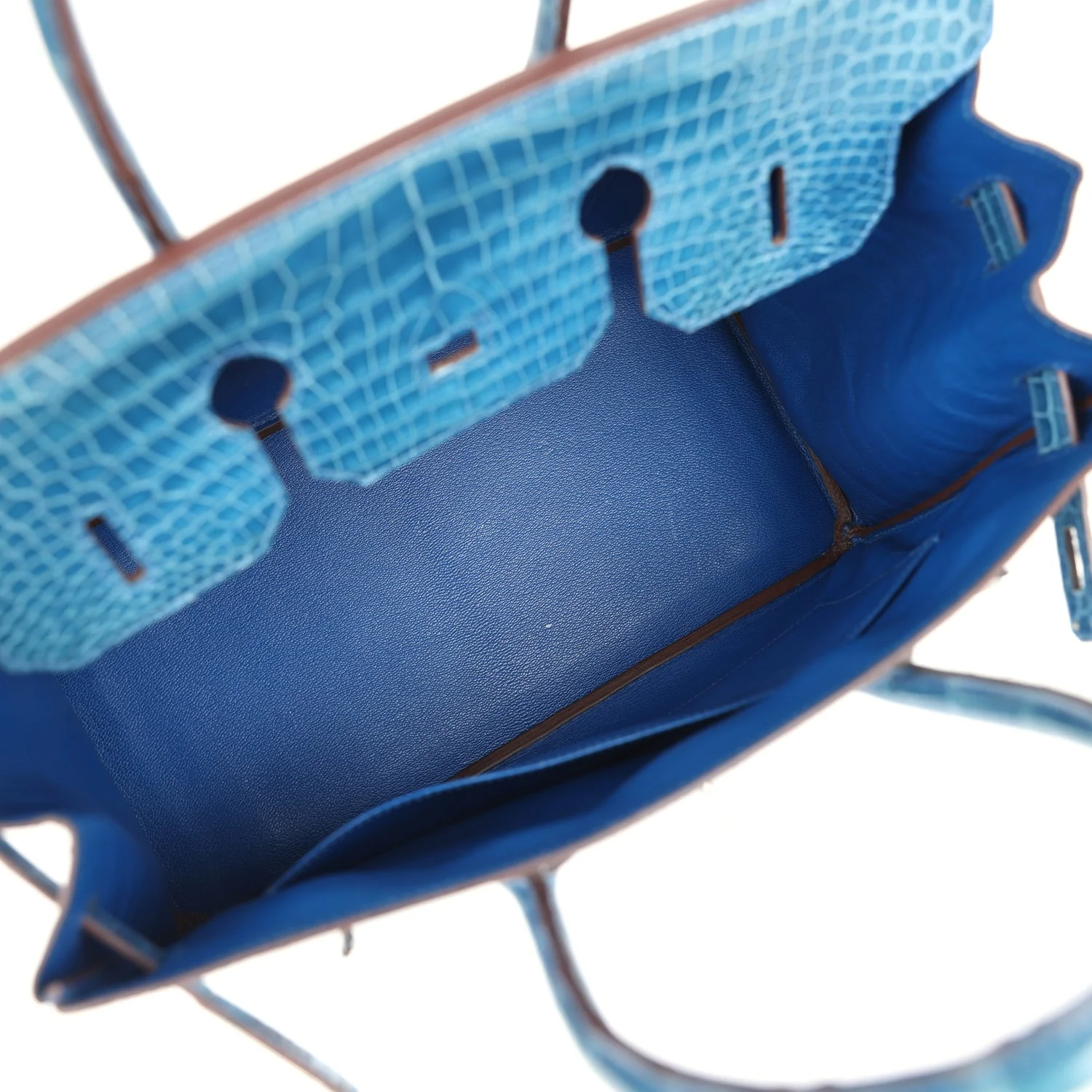 Replicate Hermes Birkin 35 Bleu Mykonos Shiny Porosus Crocodile Palladium Hardware(1:1 replica)