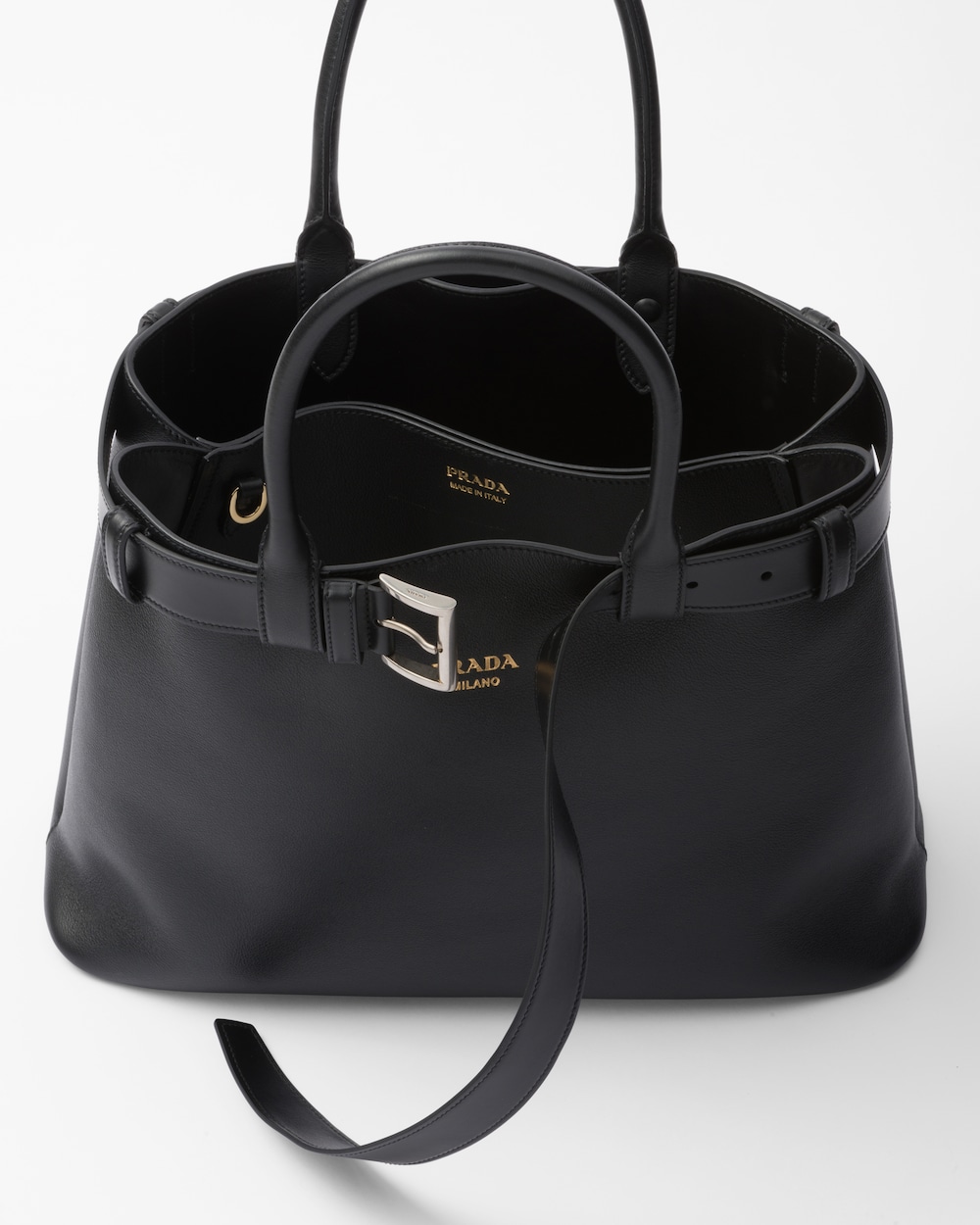 Replicate Prada Buckle Large Leather Handbag With Belt(1:1 replica)