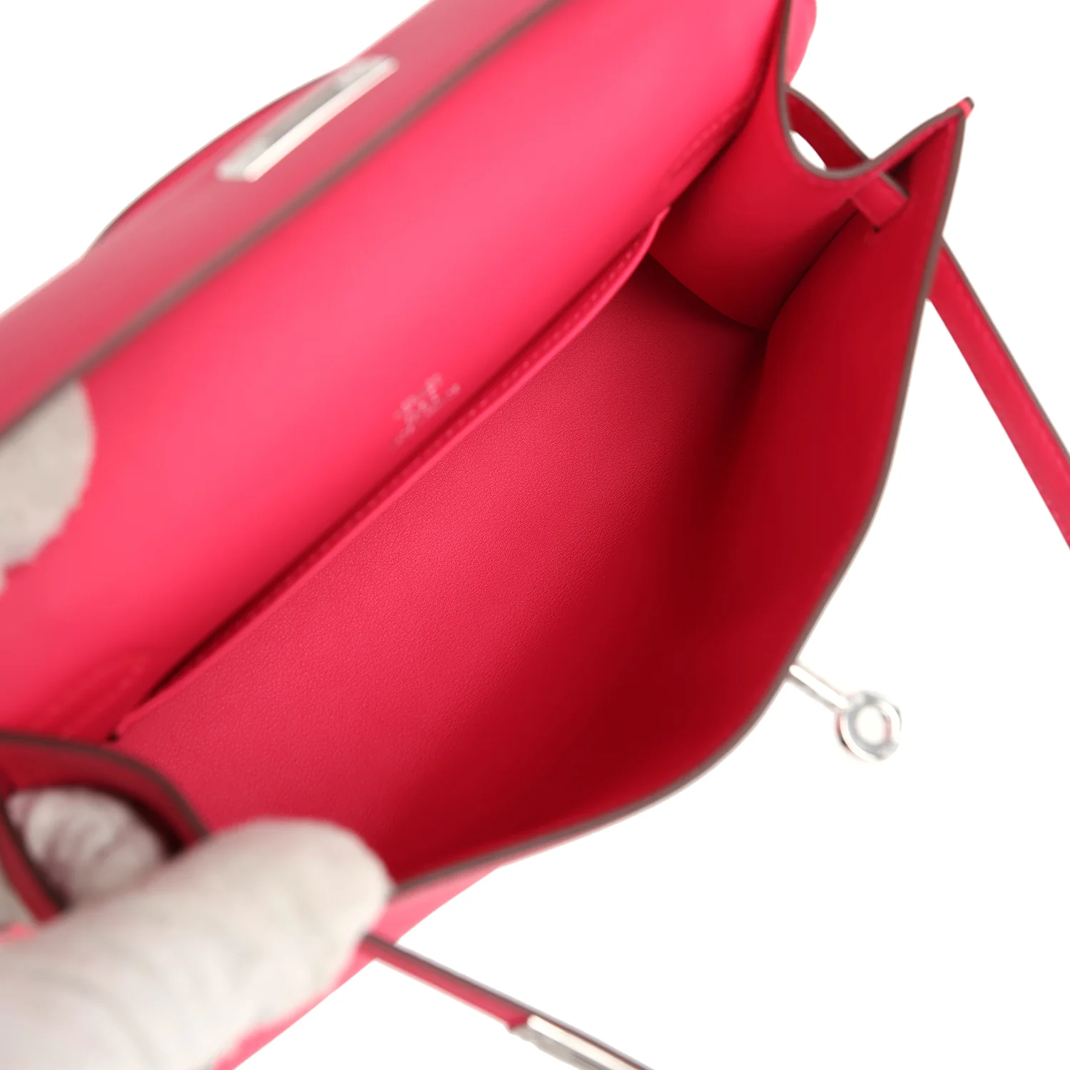 Replicate Hermes Kelly Pochette Rose Mexico Swift Palladium Hardware(1:1 replica)