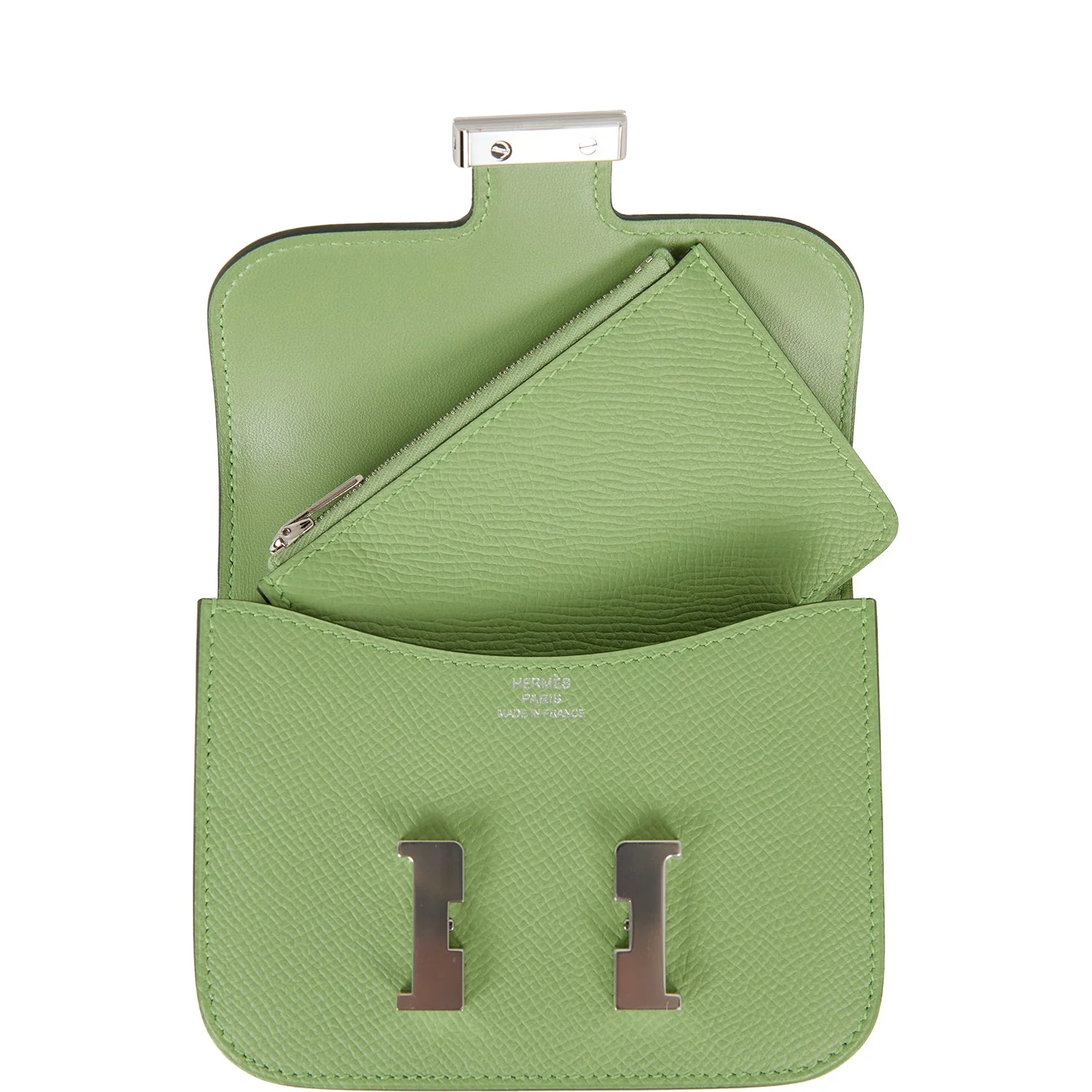 Replicate Hermes Constance Slim Wallet Vert Criquet Epsom Palladium Hardware(1:1 replica)