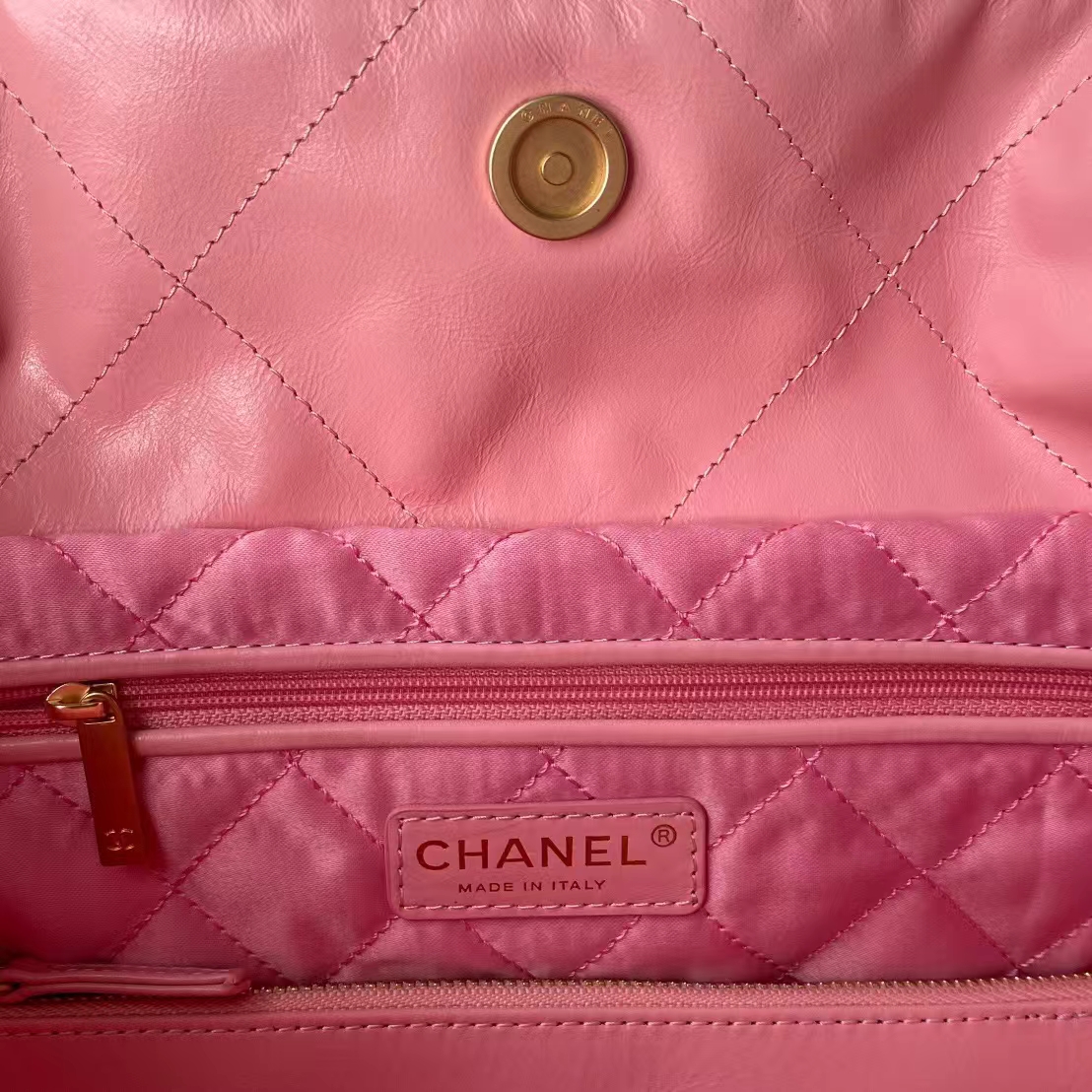 Replicate Chanel 22 AS3260 Small Bag Pink Calfskin Gold Hardware(1:1 replica)