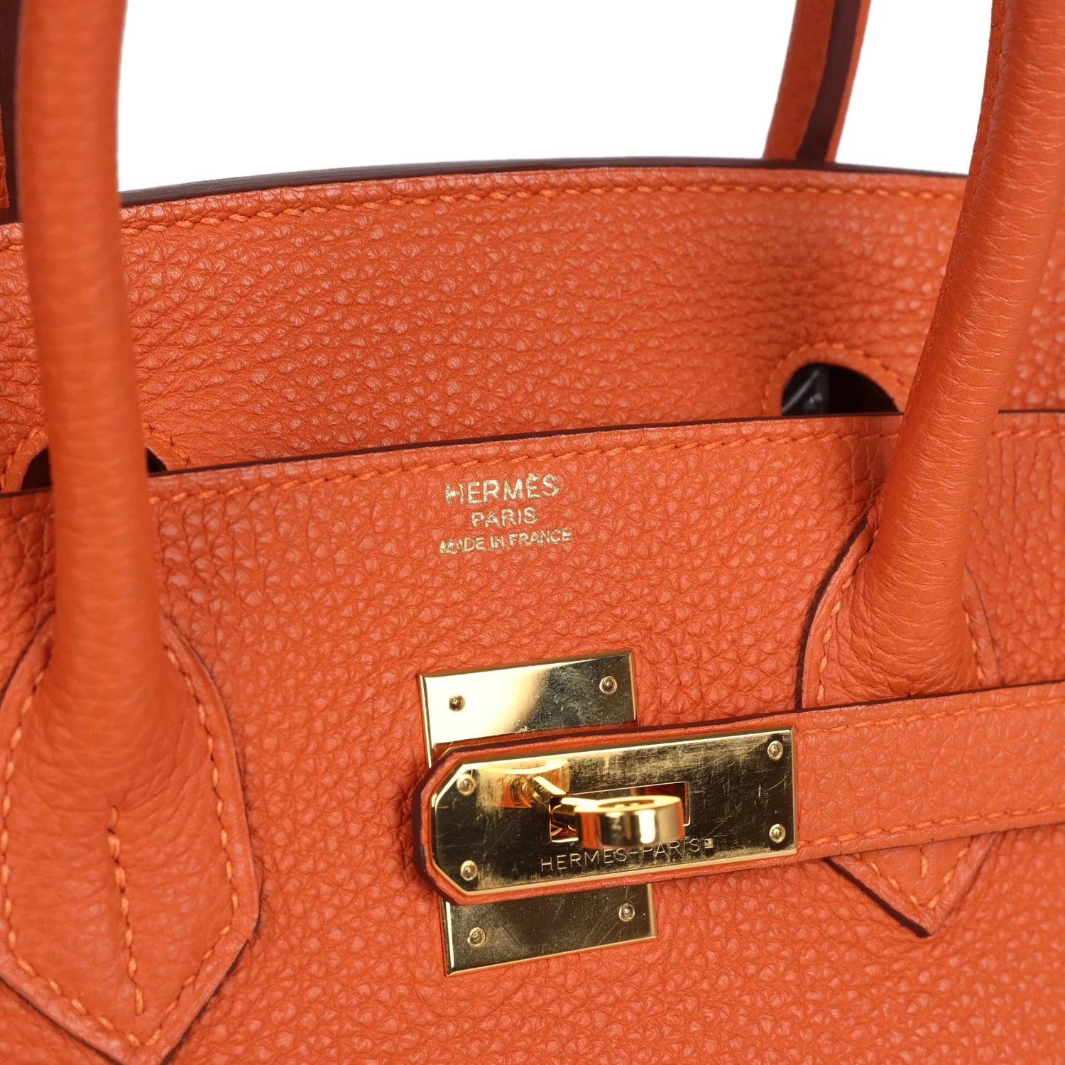 Replicate Hermes Birkin 30 Orange Togo Gold Hardware(1:1 replica)