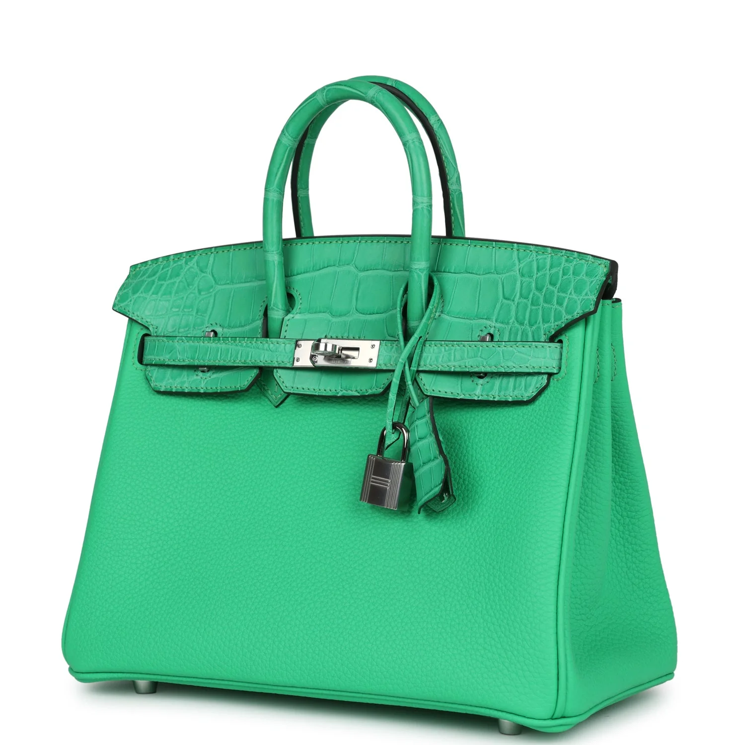 Replicate Hermes Birkin 25 Vert Comics Togo and Matte Alligator Touch Palladium Hardware(1:1 replica)