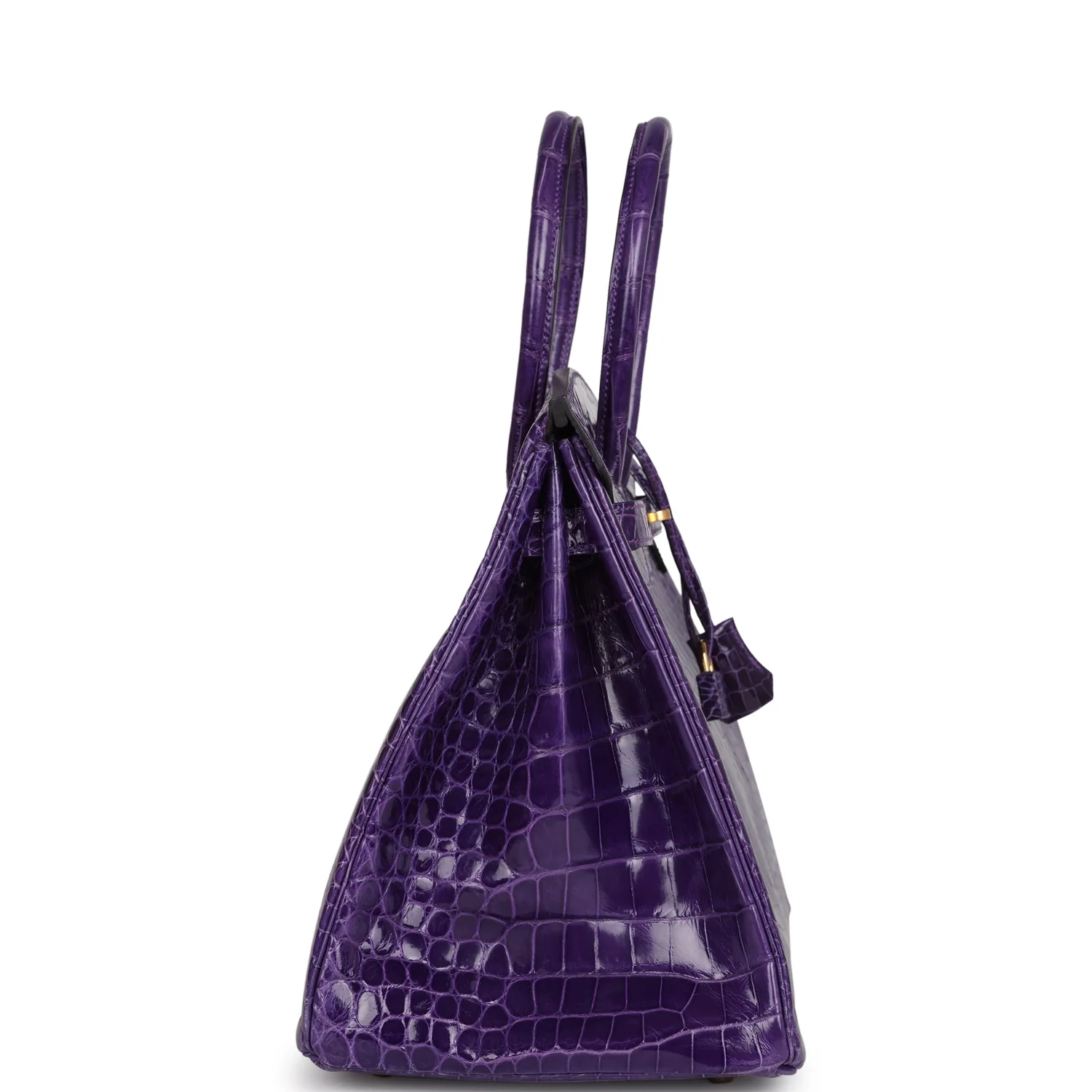 Replicate Hermes Birkin 35 Ultraviolet Shiny Porosus Crocodile Gold Hardware(1:1 replica)