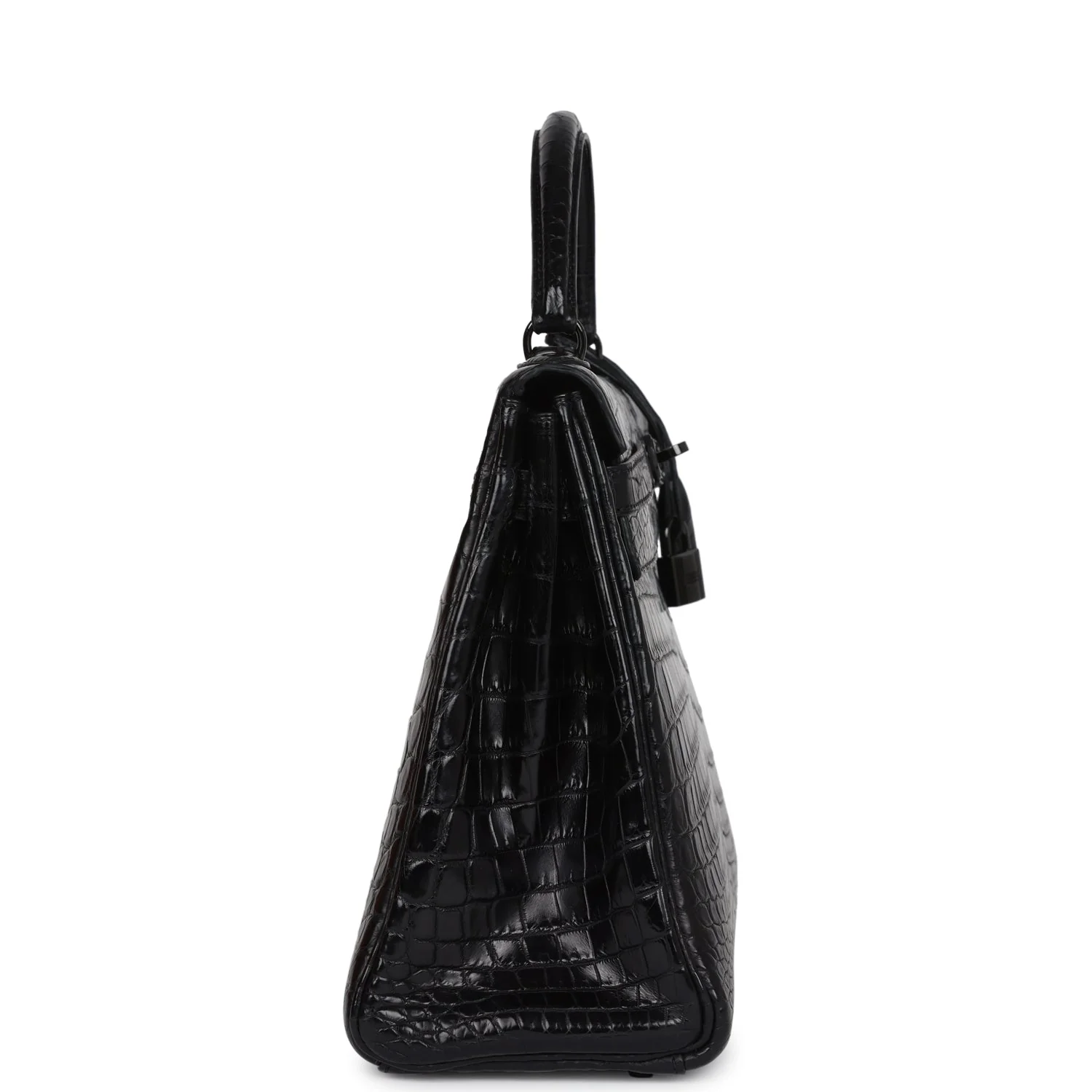 Replicate Hermes Kelly Retourne 32 SO Black Matte Niloticus Crocodile Black Hardware(1:1 replica)