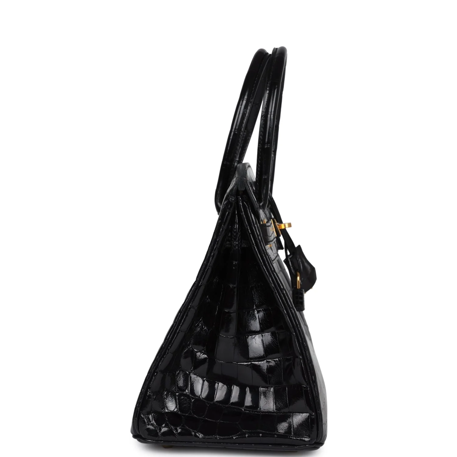 Replicate Hermes Birkin 30 Black Shiny Crocodile Niloticus Gold Hardware(1:1 replica)