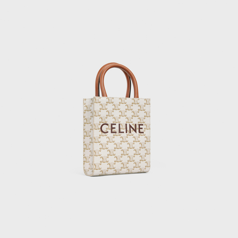 Replicate MINI VERTICAL CABAS IN TRIOMPHE CANVAS AND CALFSKIN WITH CELINE PRINT WHITE(1:1 replica)