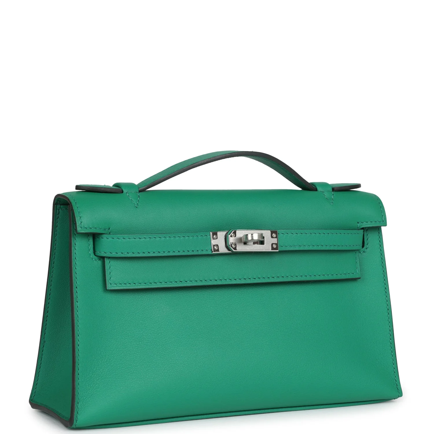 Replicate Hermes Kelly Pochette Vert Vertigo Swift Palladium Hardware(1:1 replica)