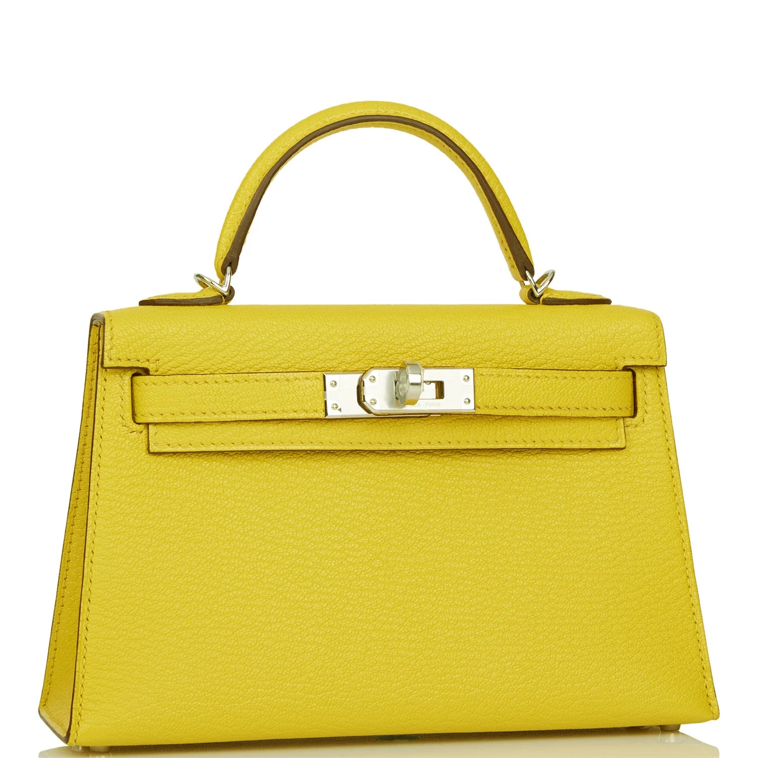 Replicate Hermes Kelly Sellier 20 Jaune de Naples Verso Ch��vre Palladium Hardware(1:1 replica)