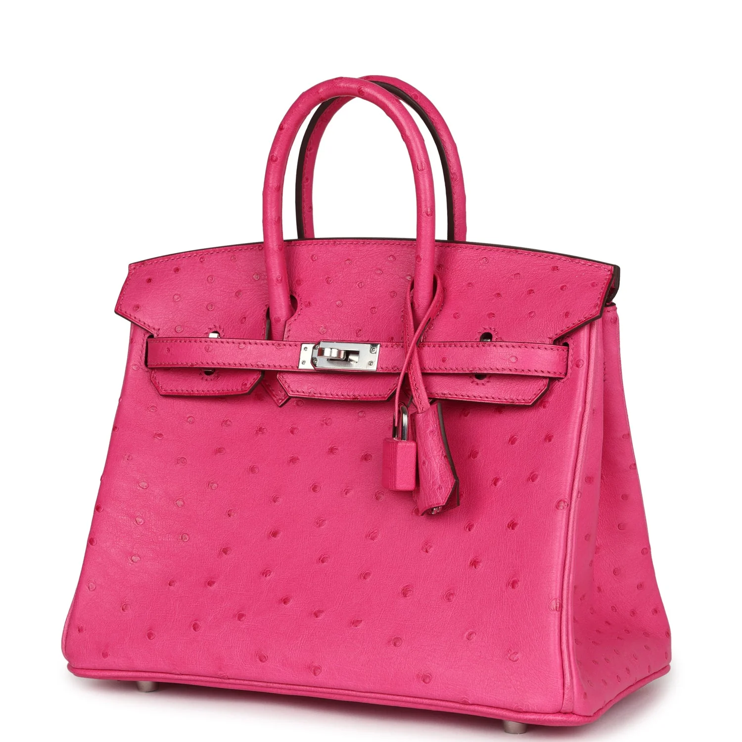 Replicate Hermes Birkin 25 Rose Tyrien Ostrich Palladium Hardware(1:1 replica)