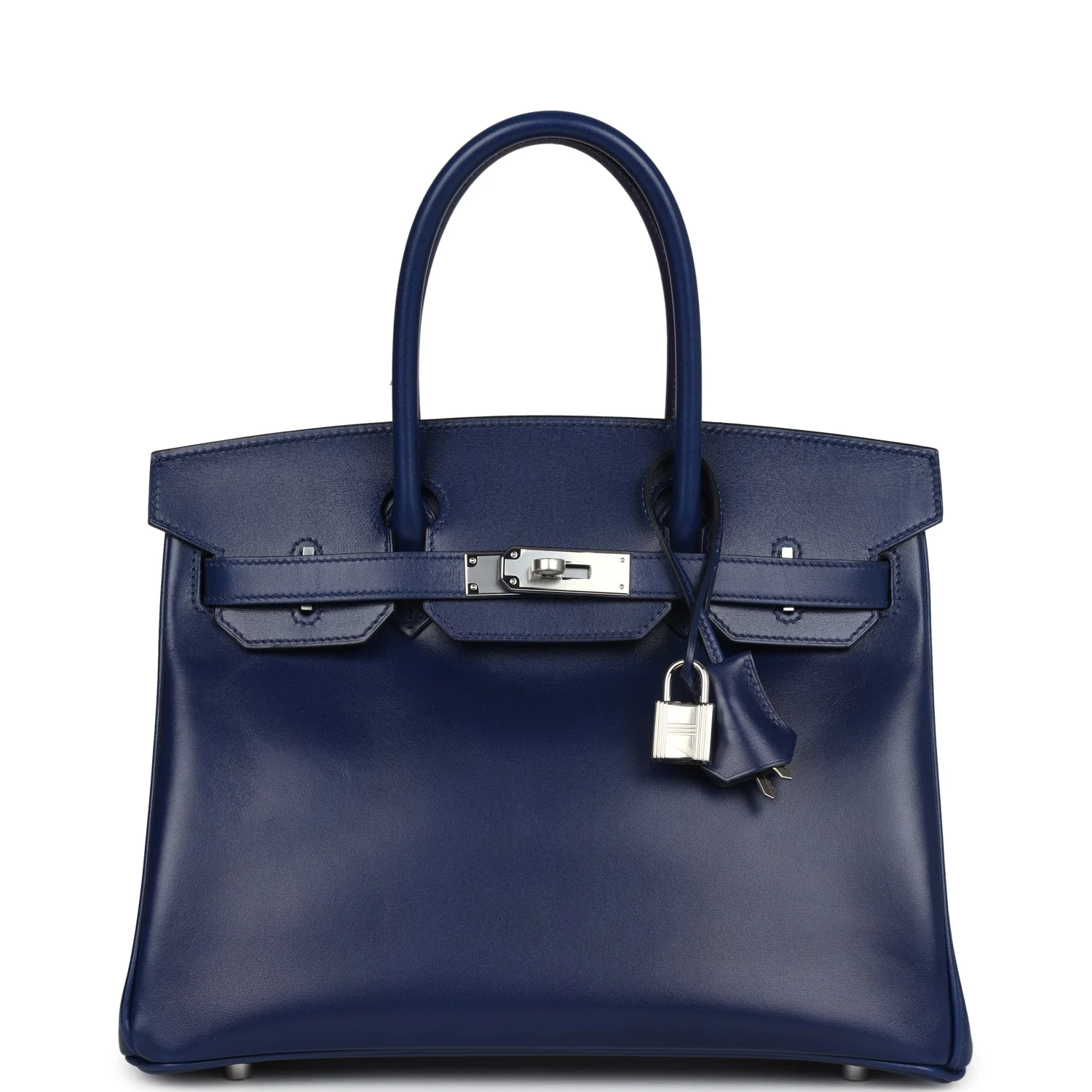 Replicate Hermes Birkin 30 Bleu Saphir Box Palladium Hardware(1:1 replica)