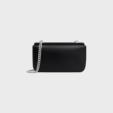 Replicate CHAIN SHOULDER BAG CLAUDE IN SHINY CALFSKIN BLACK(1:1 replica)