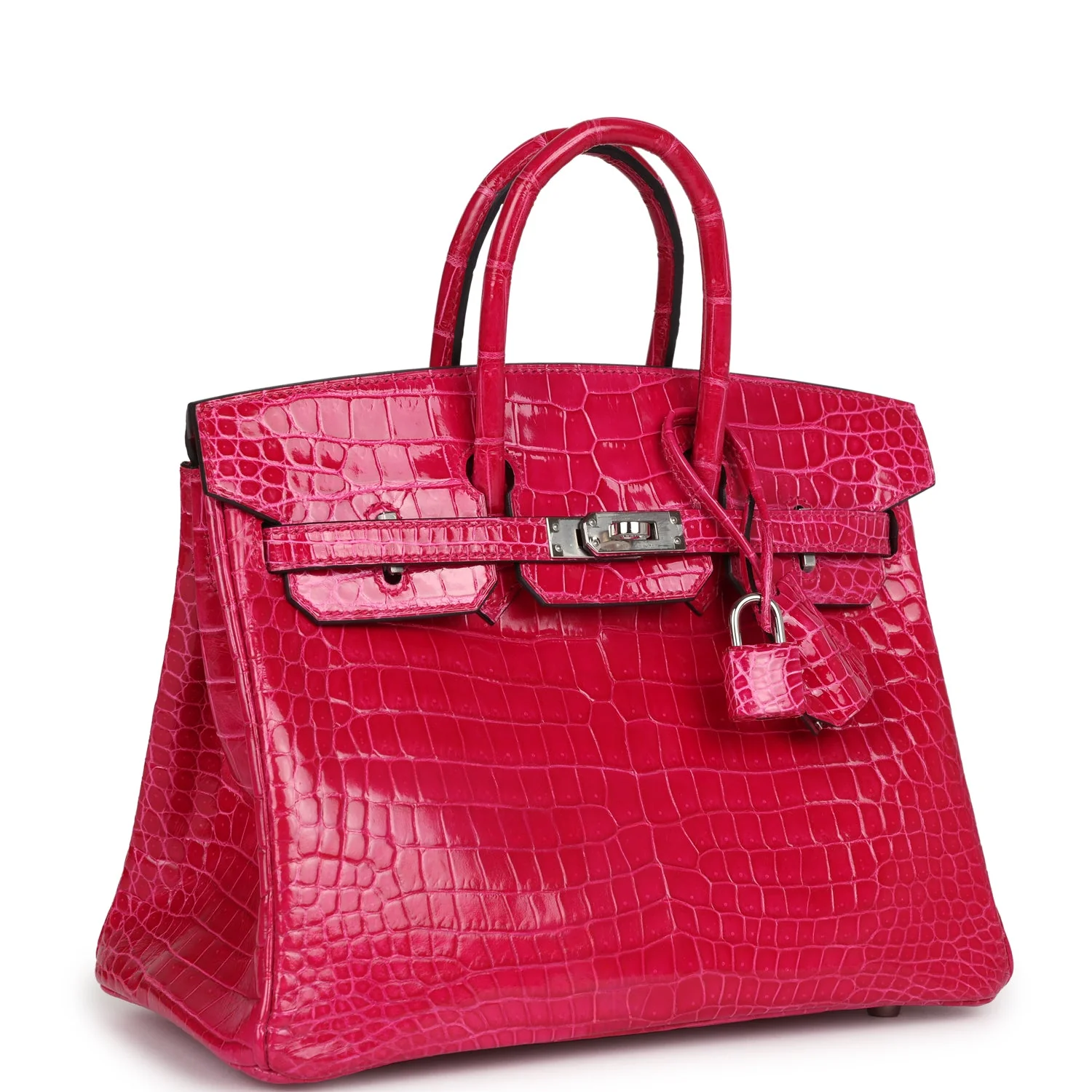 Replicate Hermes Birkin 25 Rose Mexico Shiny Porosus Crocodile Palladium Hardware(1:1 replica)
