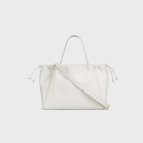 Replicate SMALL CABAS DRAWSTRING CUIR TRIOMPHE IN GRAINED CALFSKIN WHITE(1:1 replica)
