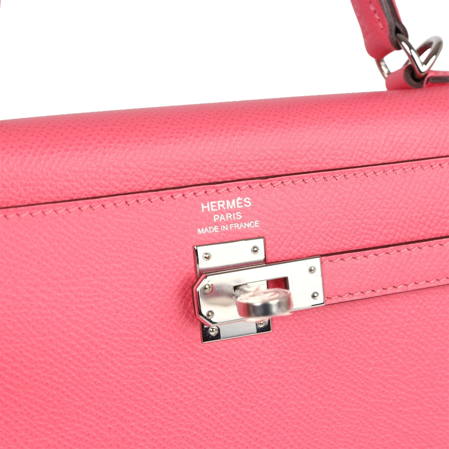 Replicate Hermes Kelly Sellier 25 Rose Azalee Epsom Palladium Hardware(1:1 replica)