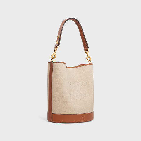 Replicate SAILOR BUCKET CUIR TRIOMPHE IN TEXTILE AND CALFSKIN NATURAL / TAN(1:1 replica)