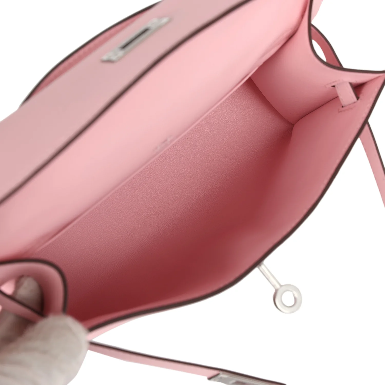 Replicate Hermes Kelly Pochette Rose Sakura Swift Palladium Hardware(1:1 replica)