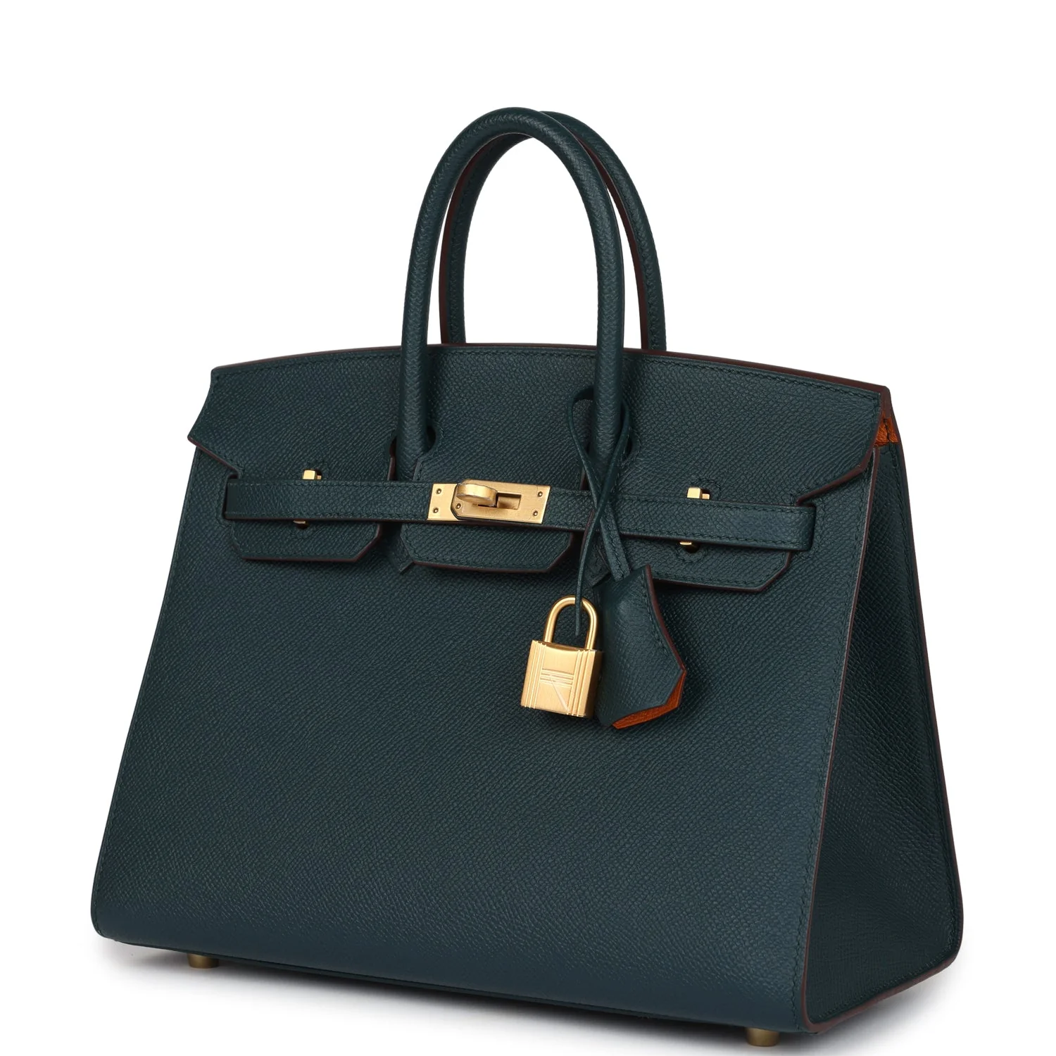Replicate Hermes Special Order (HSS) Birkin Sellier 25 Vert Cypress Verso Epsom Brushed Gold Hardware(1:1 replica)