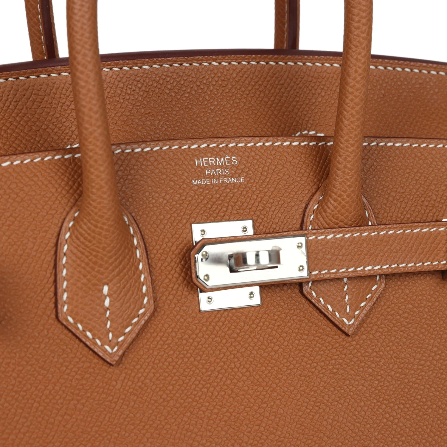 Replicate Hermes Birkin Sellier 25 Gold Epsom Palladium Hardware(1:1 replica)