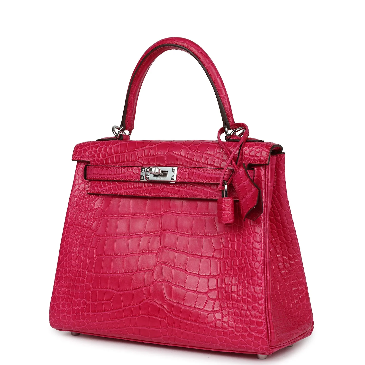 Replicate Hermes Kelly Retourne 25 Framboise Matte Alligator Palladium Hardware(1:1 replica)