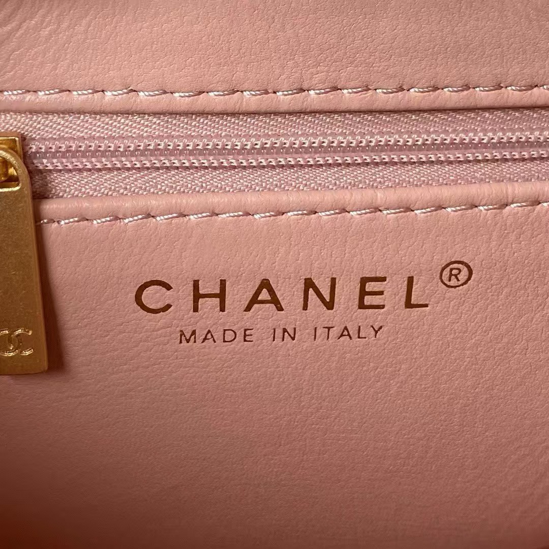Replicate Chanel AS4416 Mini Shopping Bag Shiny Aged Calfskin Gold Tone Metal Light Pink(1:1 replica)