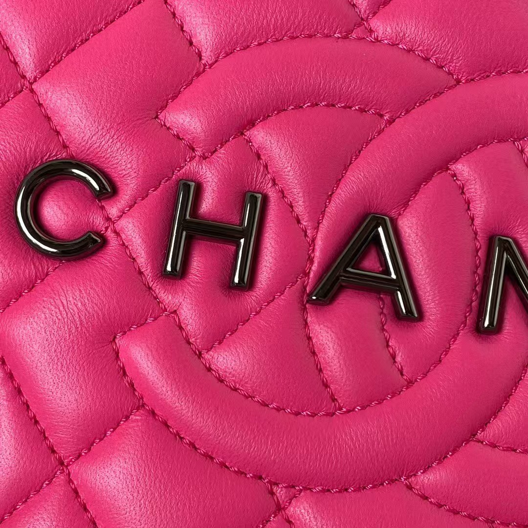 Replicate Chanel 24C AS4579 Star Bag Fuchsia and Black Satin Black Metal Hardware(1:1 replica)