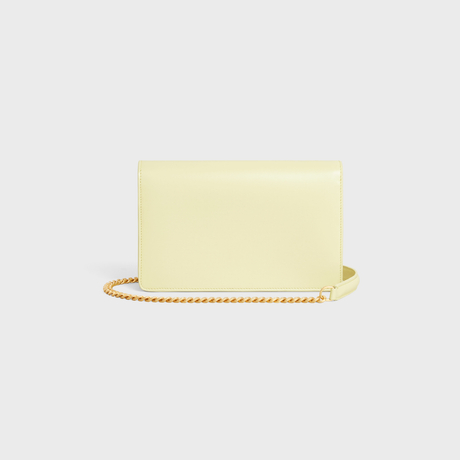 Replicate WALLET ON CHAIN MARGO IN SHINY CALFSKIN LIGHT YELLOW(1:1 replica)