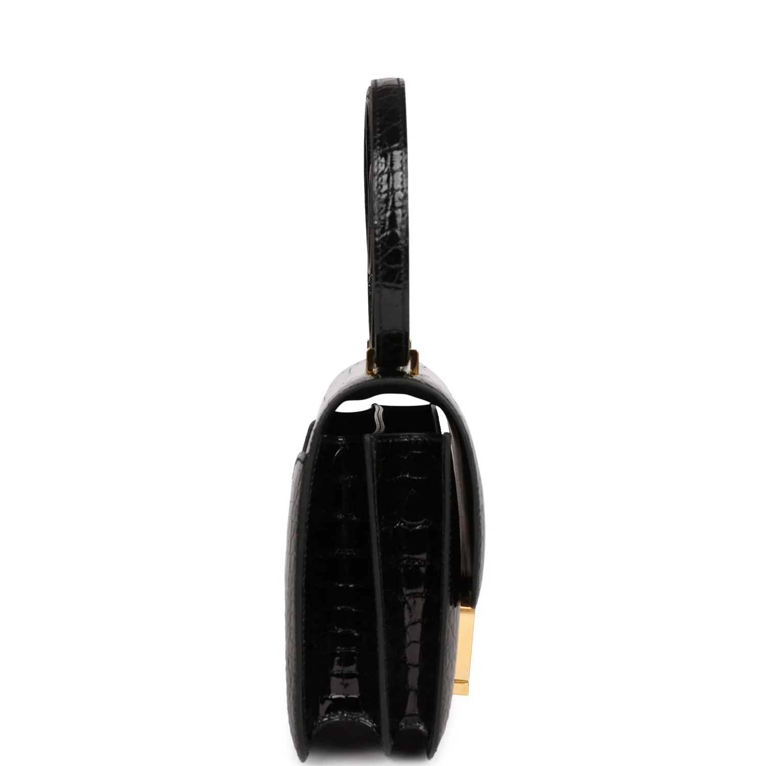 Replicate Hermes Constance 18 Black Shiny Alligator Gold Hardware(1:1 replica)