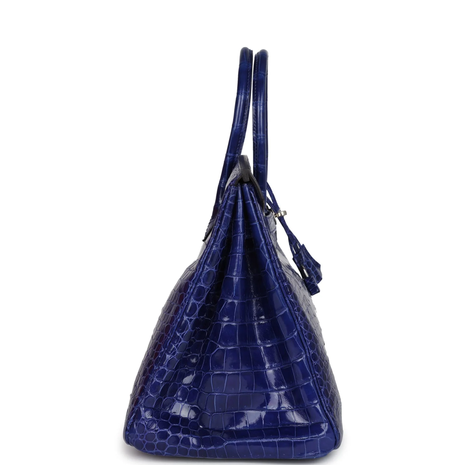 Replicate Hermes Birkin 35 Bleu Electric Shiny Porosus Crocodile Palladium Hardware(1:1 replica)