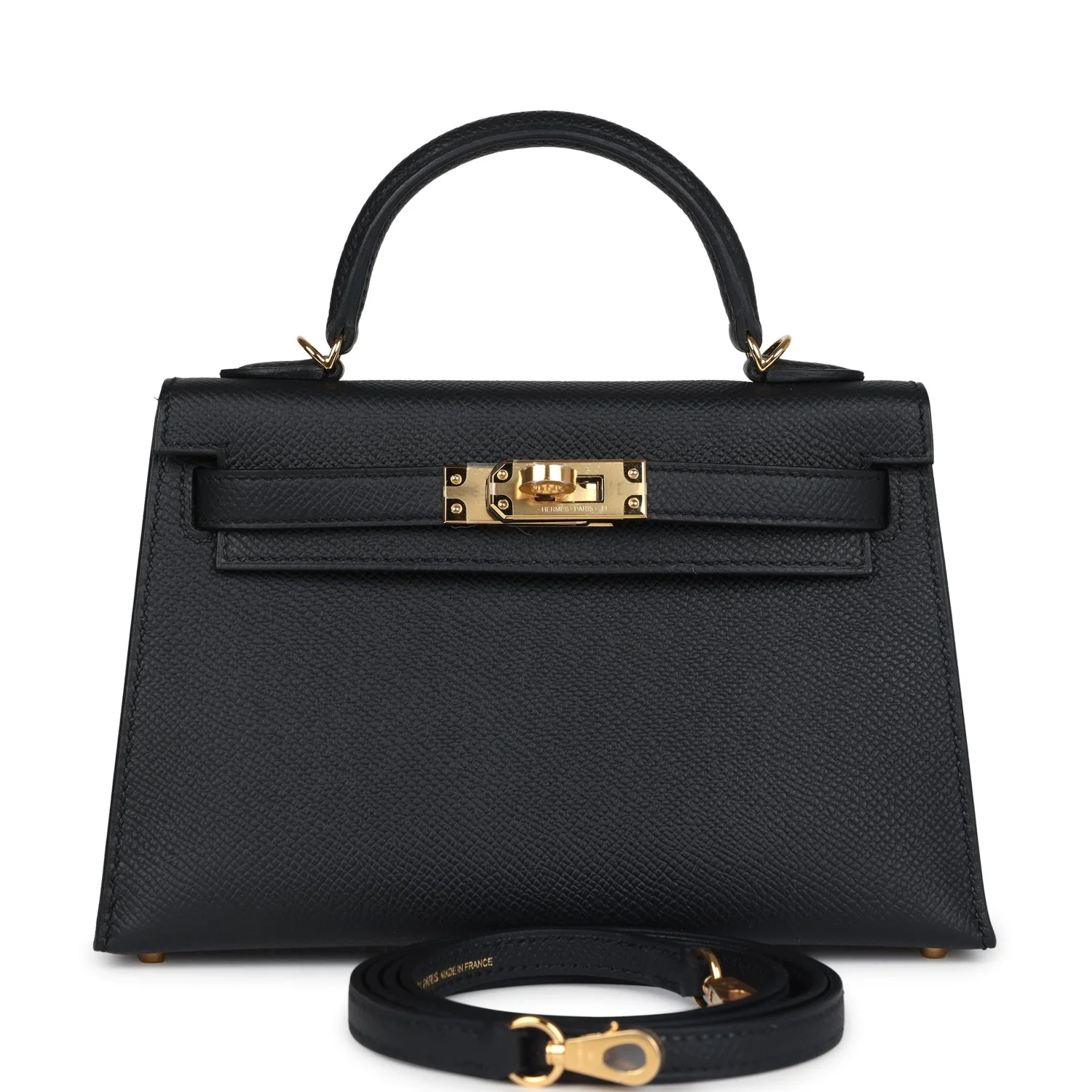 Replicate Hermes Kelly Sellier 20 Black Epsom Gold Hardware(1:1 replica)