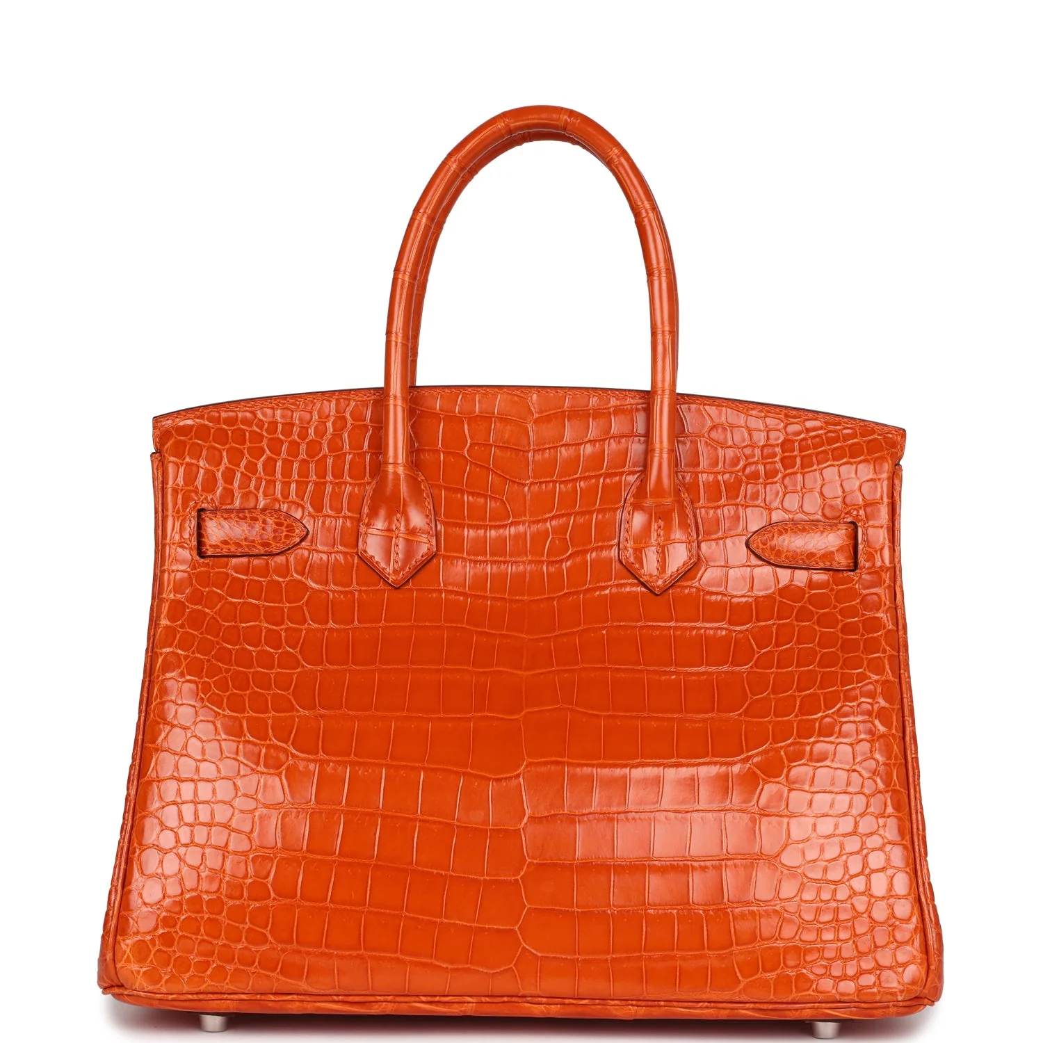 Replicate Hermes Birkin 30 Orange Shiny Porosus Crocodile Palladium Hardware(1:1 replica)