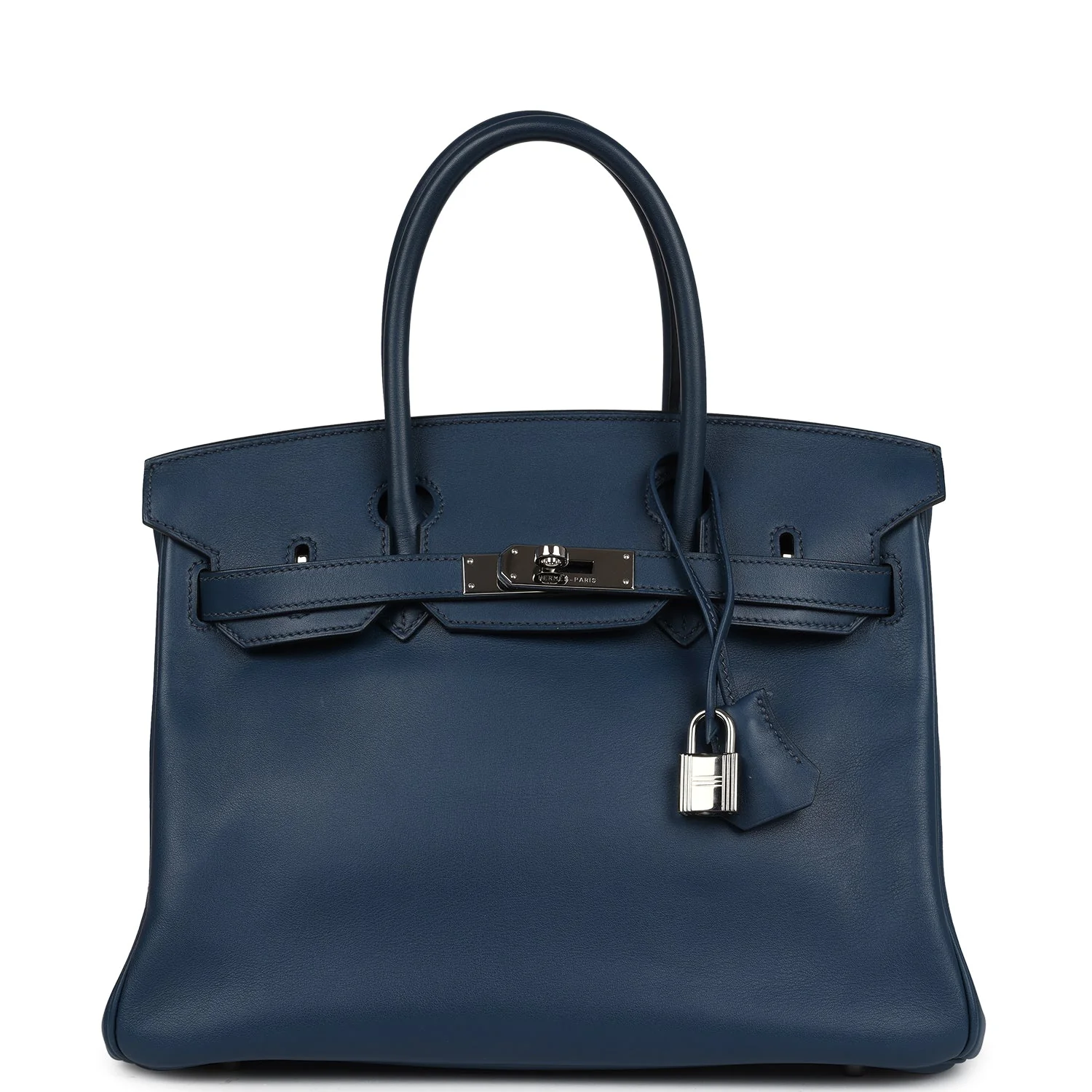 Replicate Hermes Birkin 30 Deep Bleu Swift Palladium Hardware(1:1 replica)