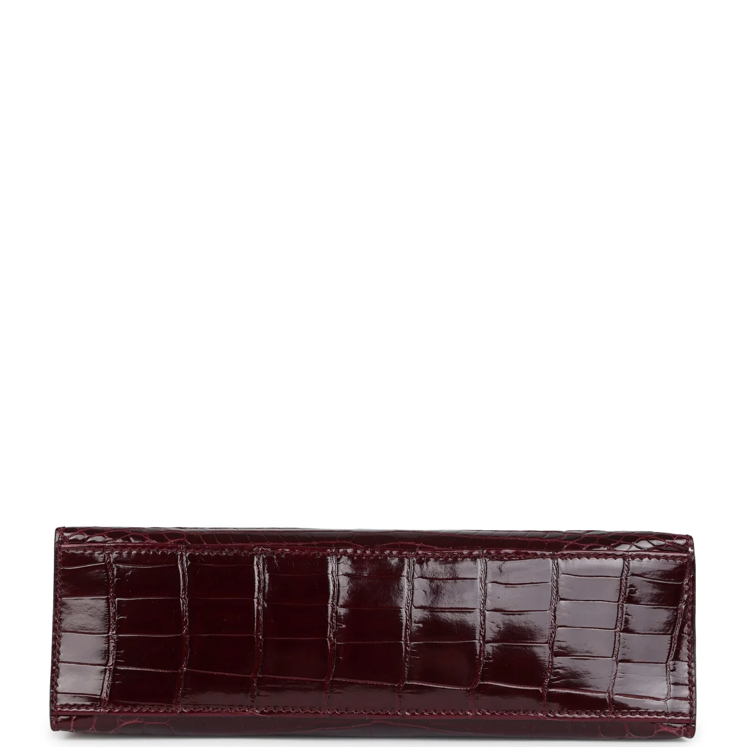 Replicate Hermes Kelly Pochette Bordeaux Shiny Niloticus Crocodile Palladium Hardware(1:1 replica)