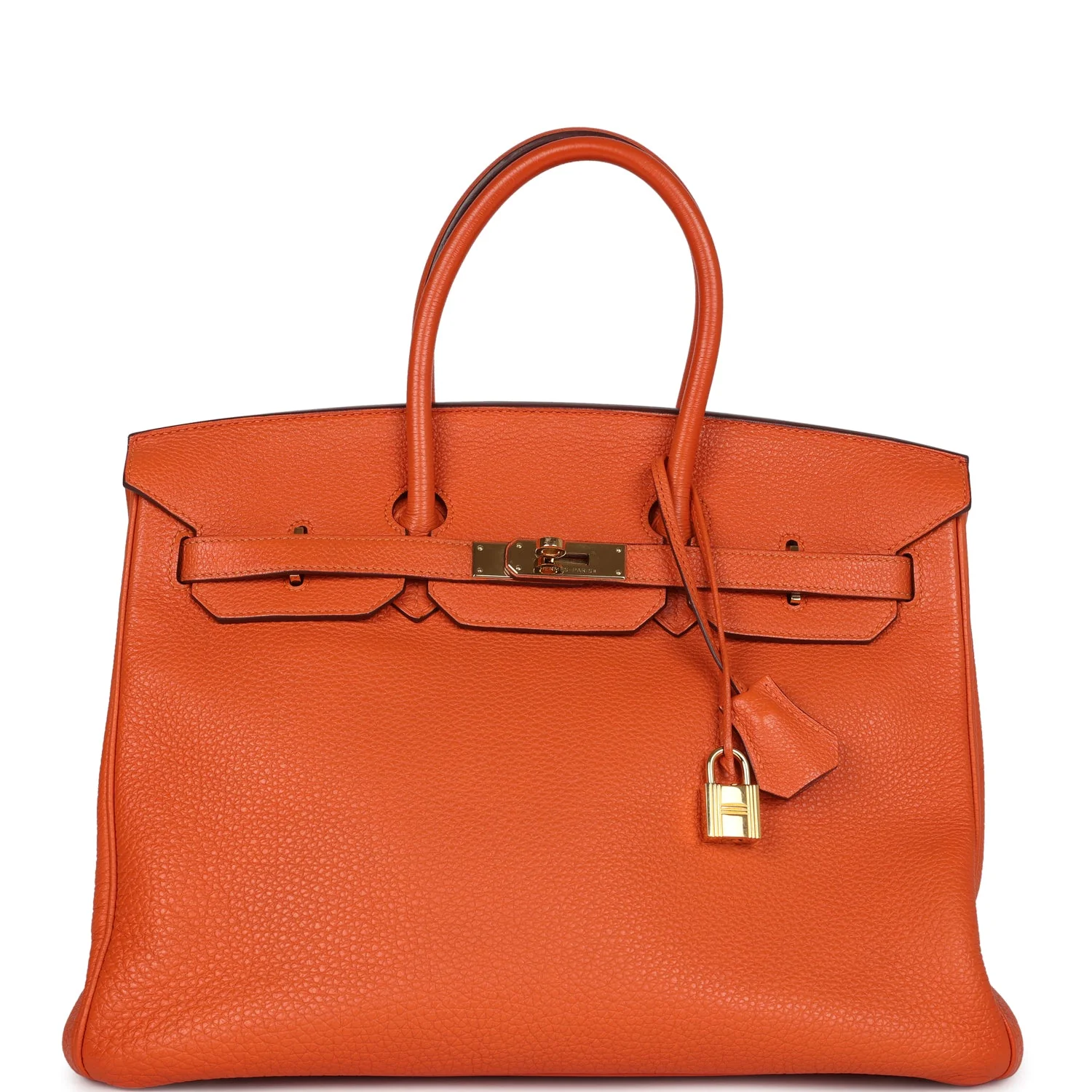 Replicate Hermes Birkin 35 Orange Togo Gold Hardware(1:1 replica)