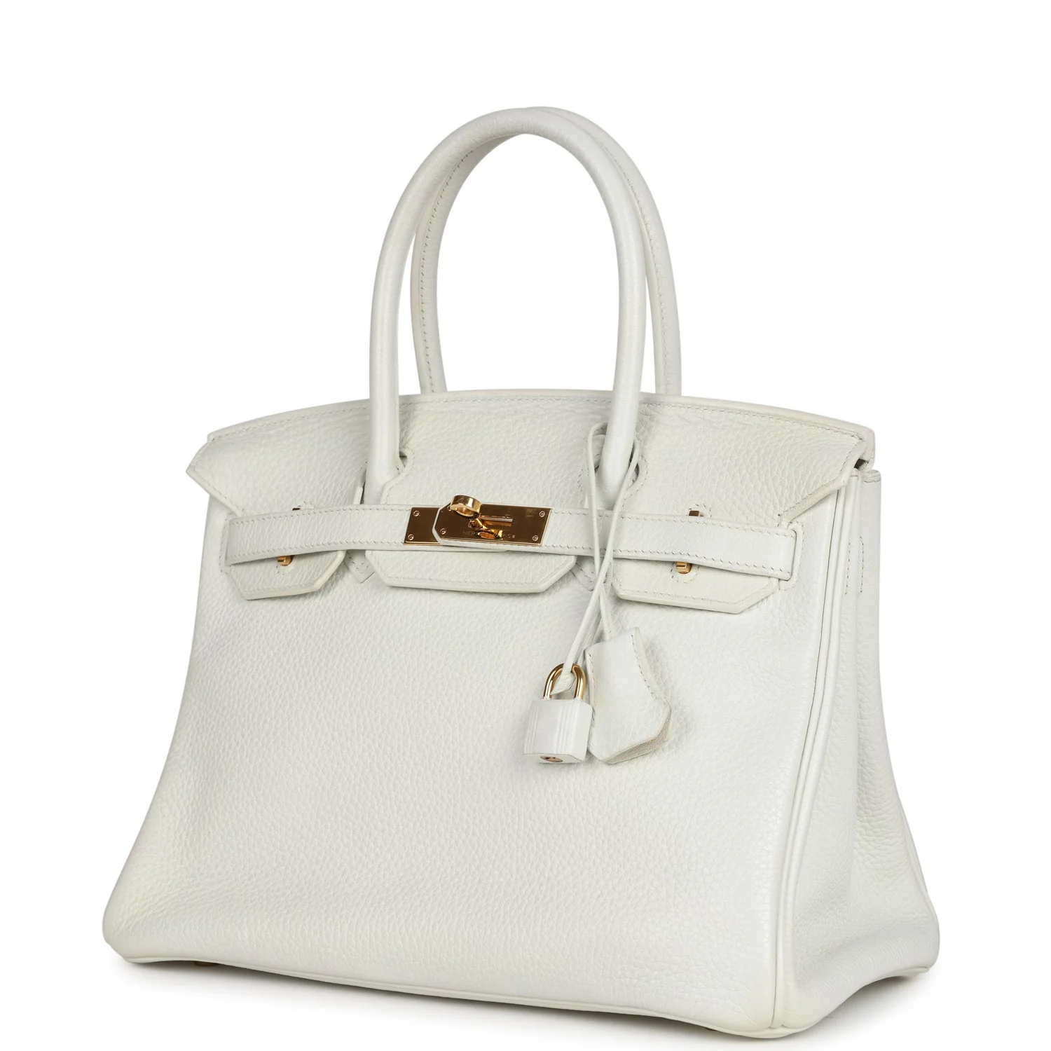 Replicate Hermes Birkin 30 White Clemence Gold Hardware(1:1 replica)