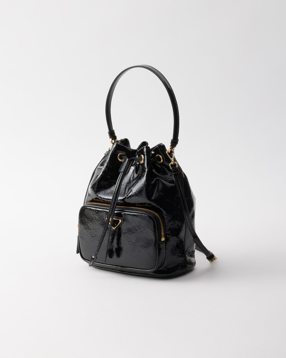 Replicate Prada Duet Naplak Patent Leather Bucket Bag(1:1 replica)