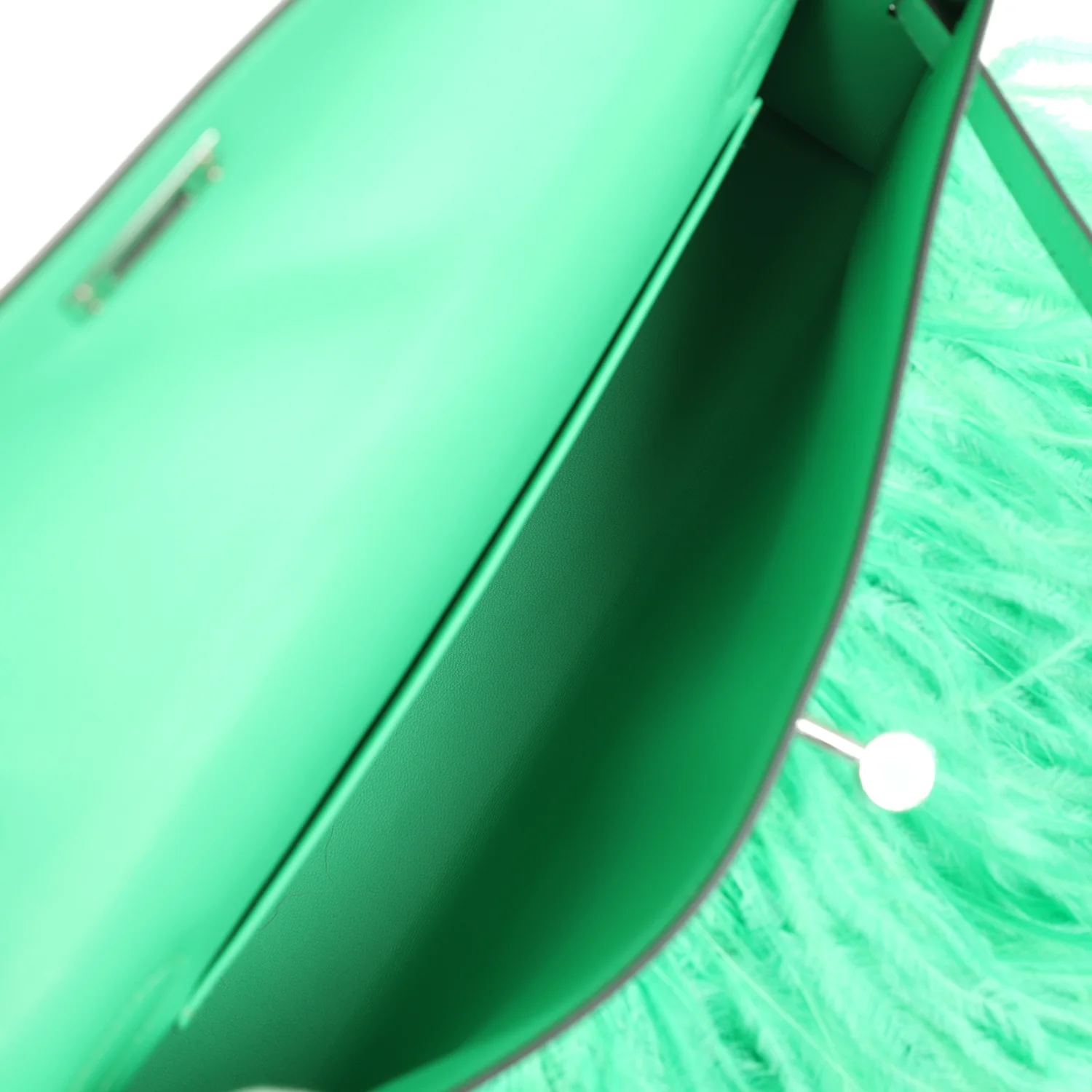 Replicate Hermes Kelly Elan Foile Vert Comics Chevre and Ostrich Feather Palladium Hardware(1:1 replica)