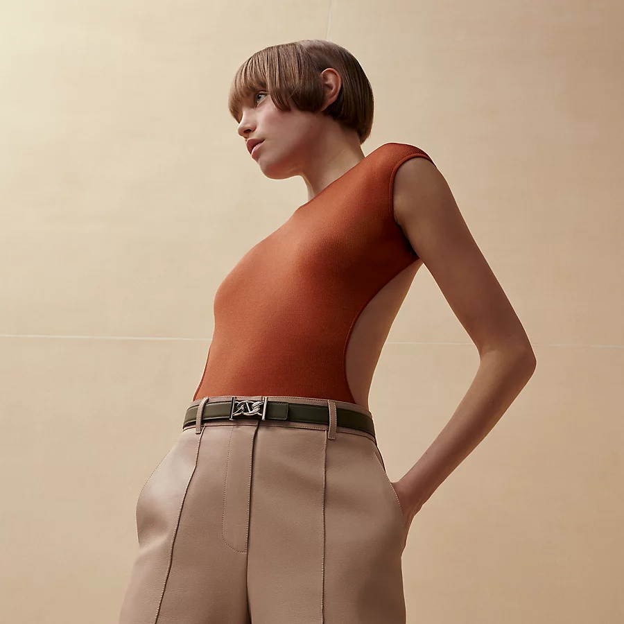 Replicate My H belt buckle   Reversible leather strap 24 mm(1:1 replica)