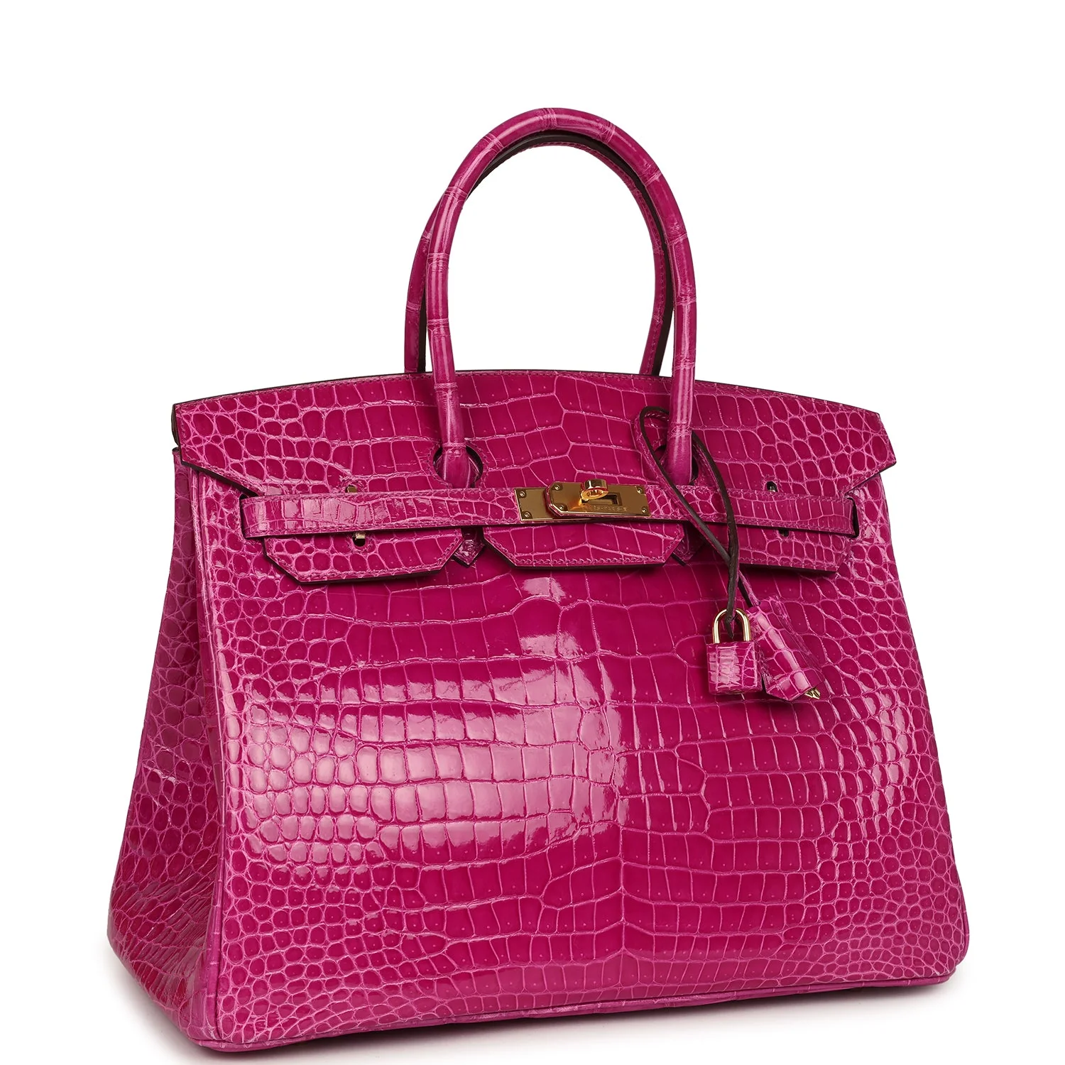 Replicate Hermes Birkin 35 Rose Scheherazade Shiny Porosus Crocodile Gold Hardware(1:1 replica)