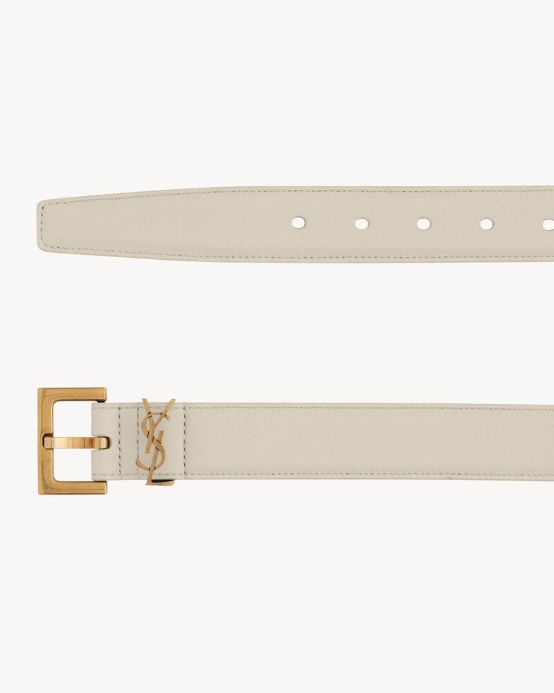 Replicate cassandre belt with square buckle in shiny box saint laurent leather(1:1 replica)