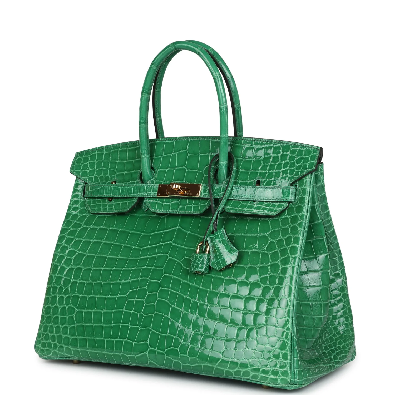 Replicate Hermes Birkin 35 Cactus Shiny Porosus Crocodile Gold Hardware(1:1 replica)