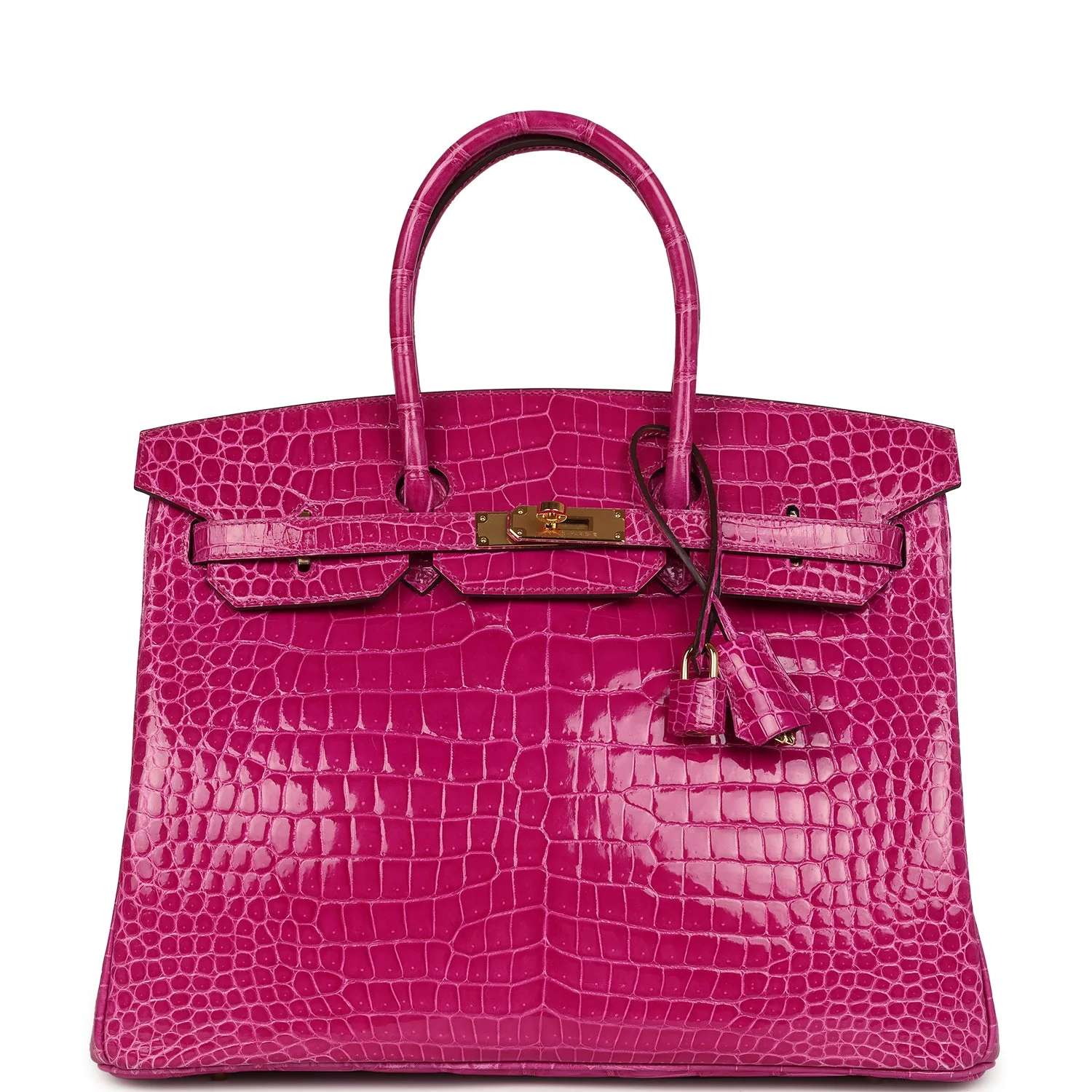Replicate Hermes Birkin 35 Rose Scheherazade Shiny Porosus Crocodile Gold Hardware(1:1 replica)