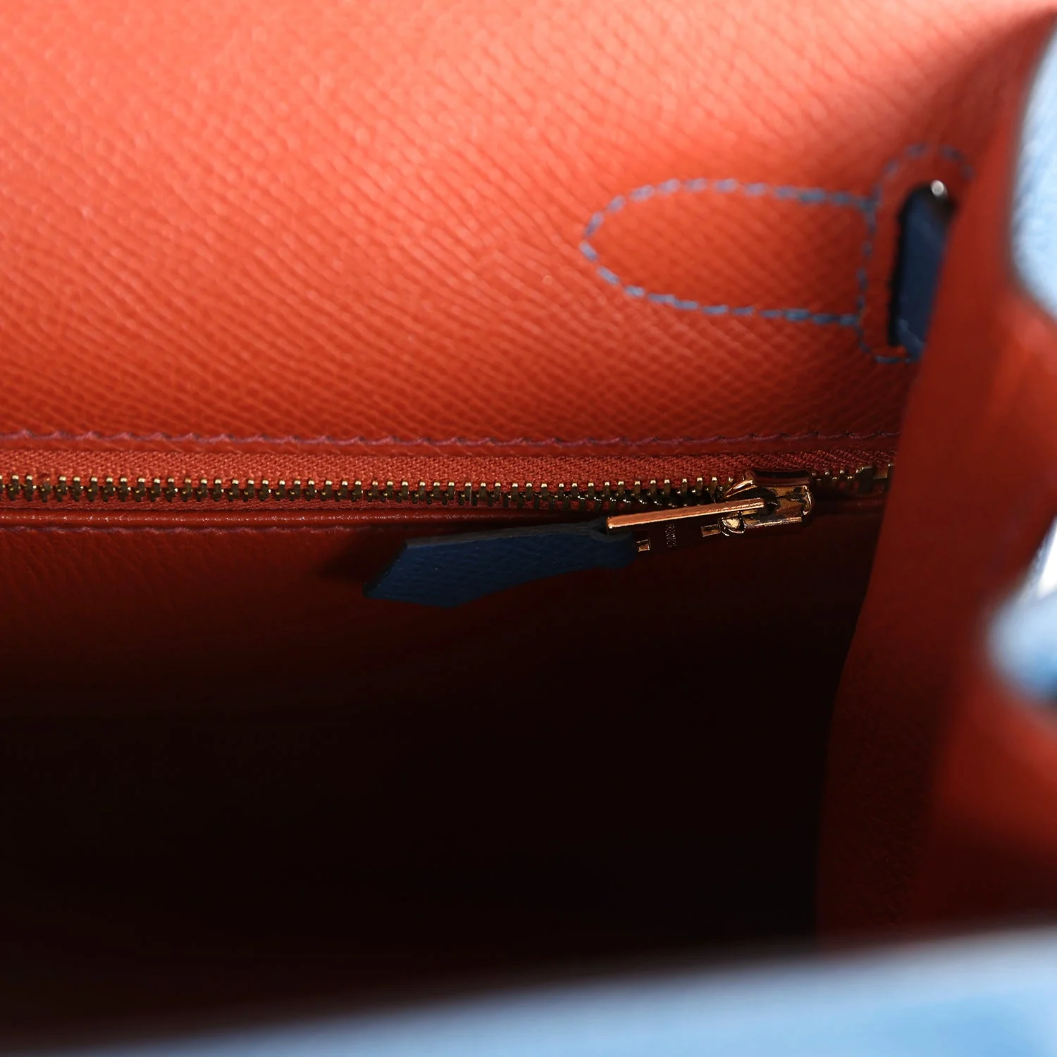 Replicate Hermes Kelly Sellier 28 Casaque Deep Bleu and Mykonos Epsom Gold Hardware(1:1 replica)