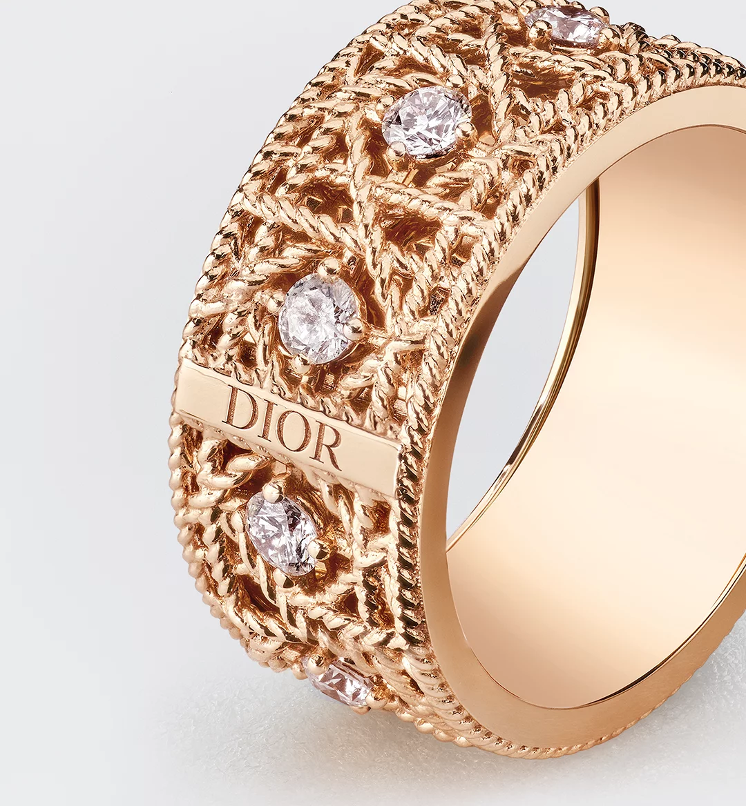 Replicate My Dior Ring Pink Gold and Diamonds(1:1 replica)