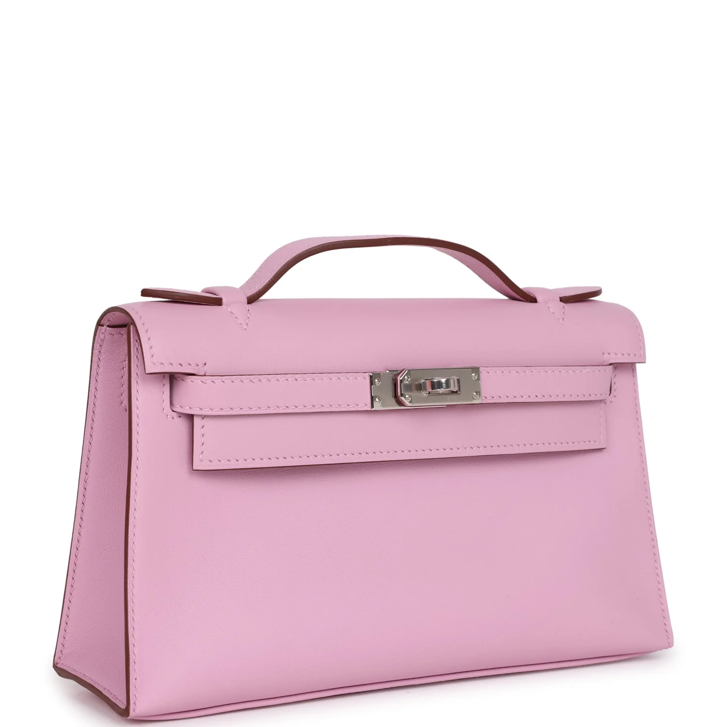 Replicate Hermes Kelly Pochette Mauve Sylvestre Swift Palladium Hardware(1:1 replica)
