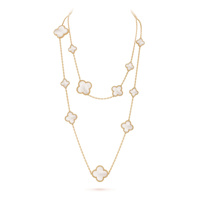 Replicate Magic Alhambra long necklace, 16 motifs(1:1 replica)