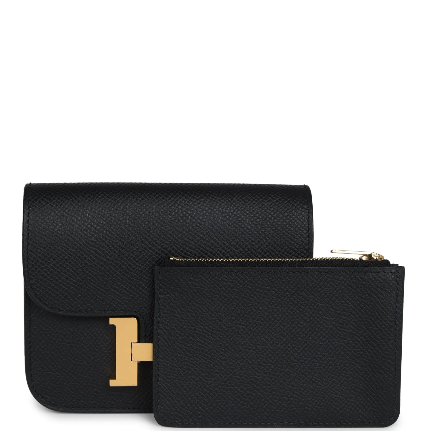 Replicate Hermes Constance Slim Wallet Black Epsom Gold Hardware(1:1 replica)