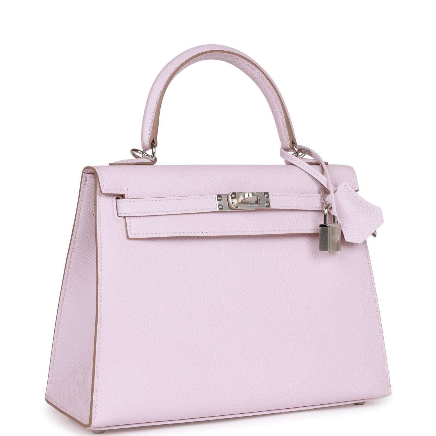 Replicate Hermes Kelly Sellier 25 Mauve Pale Epsom Palladium Hardware(1:1 replica)