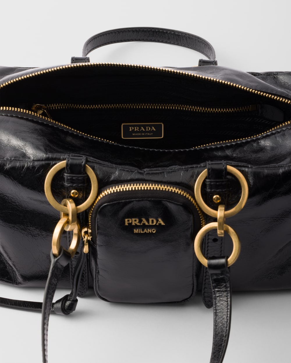 Replicate Prada Dangle Medium Leather Top-Handle Bag(1:1 replica)