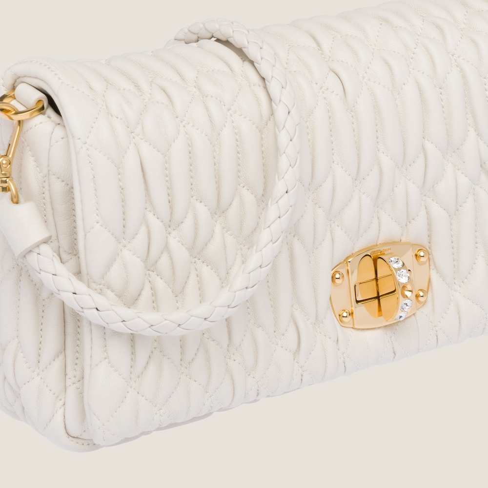 Replicate Miu Crystal Cloqué Nappa leather bag(1:1 replica)